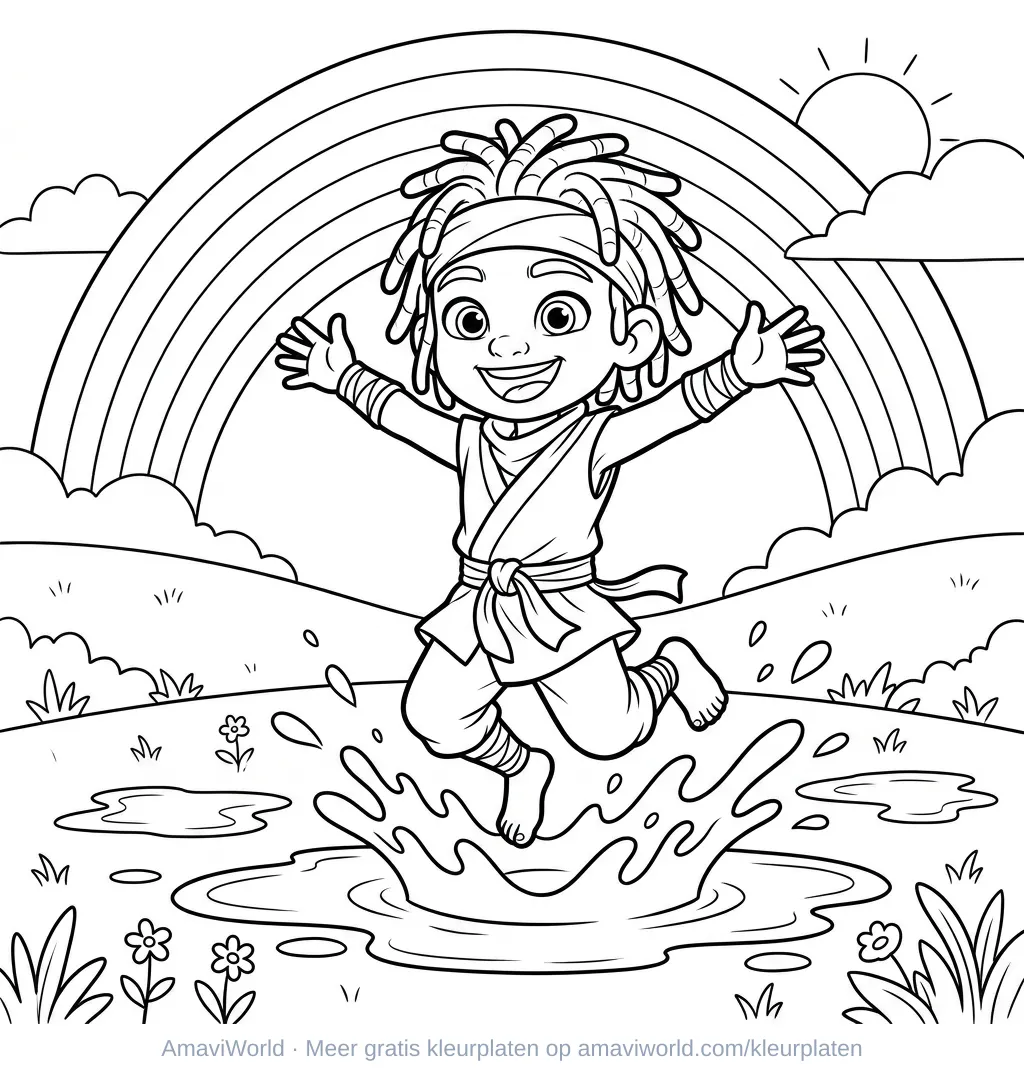Regenboog kleurplaat, variant 2, gratis regenboog kleurplaat om te printen