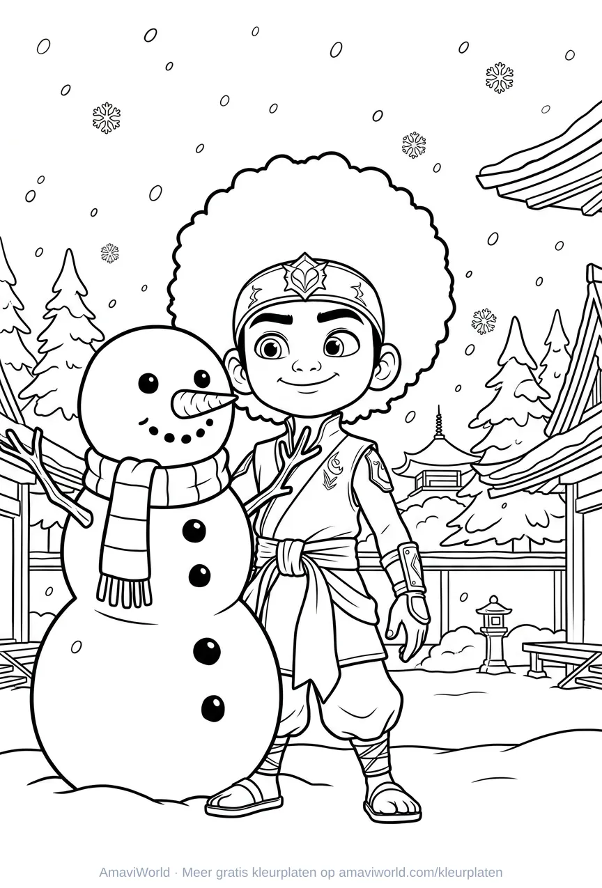 Sneeuwpop kleurplaat, variant 1, gratis sneeuwpop kleurplaat om te printen